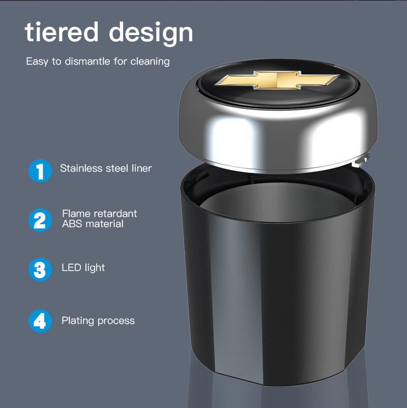 For Chevrolet Spark Captiva Cruze Tracker Orlando Trax Epica Car Ashtray LED Light Portable Detachable Ashtray Auto Interior