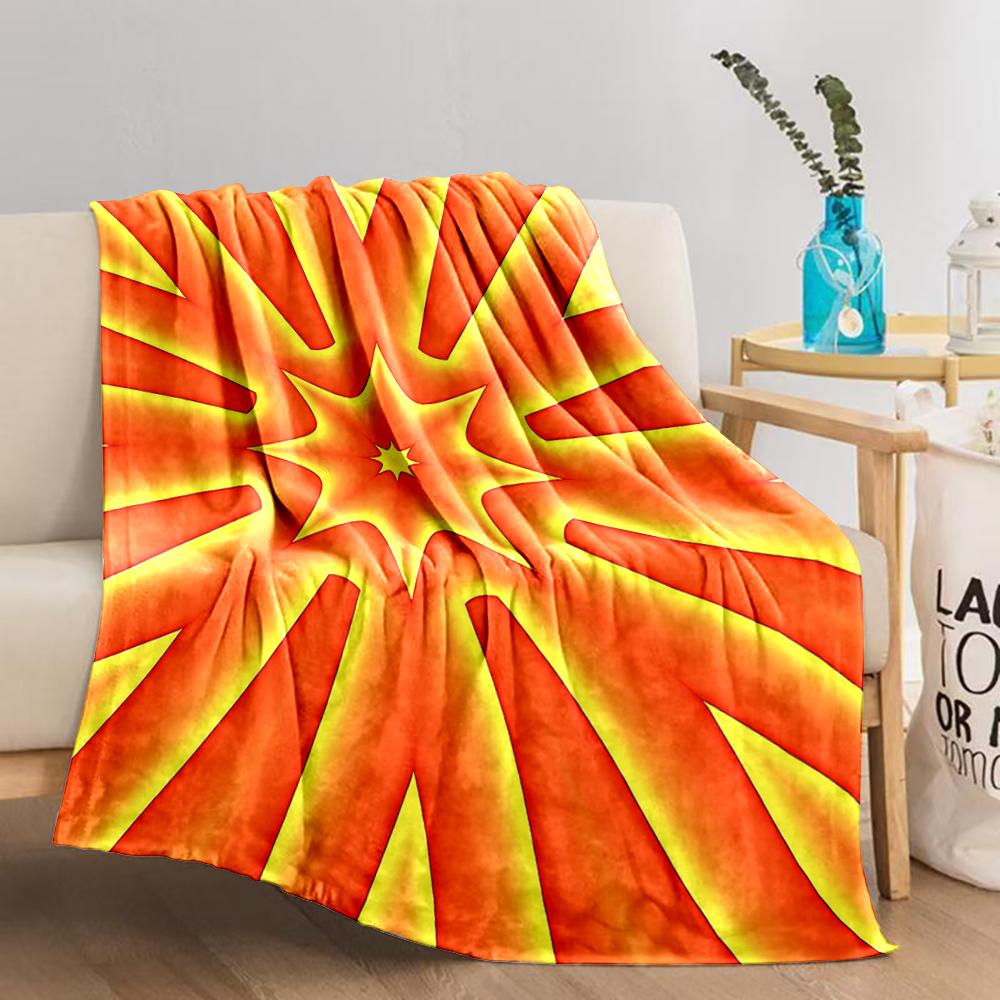Abstract Orange Starburst Pattern blanket for Bedroom or Living Room Decor blanket, suitable for use in the bedroom, living room, on the sofa