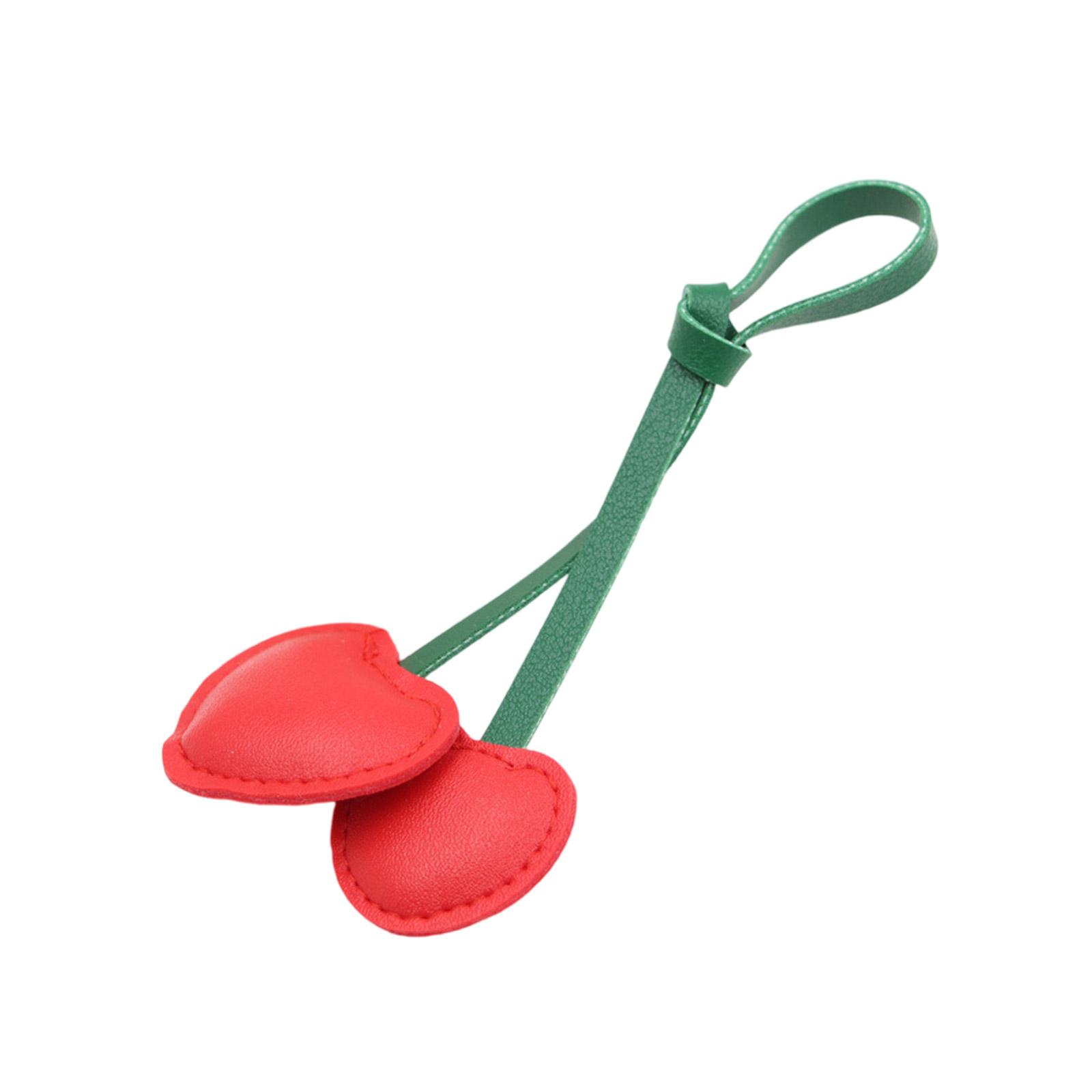 

3D брелок для ключей в виде вишни, аксессуар для сумки, модный брелок в форме фрукта из искусственной кожи, украшение для женской сумки