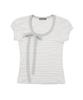 HIGH SCHOOL DISCO Striped Ribbon Puff Sleeve Short Sleeve_Melange Gray