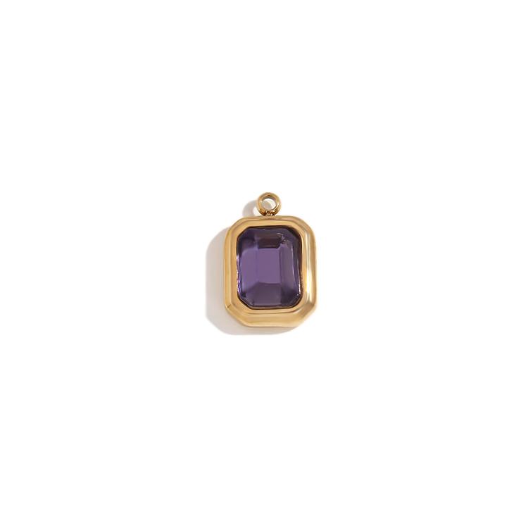 MamacitaSlay Special Meaningful diy Twelve Months Birthstone Colorful Square Glass Stainless steel charm jewelry accessories