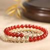 High-End Red Agate and Yellow Crystal Bracelet: Elegant Fashion Jewelry for Women and Couples