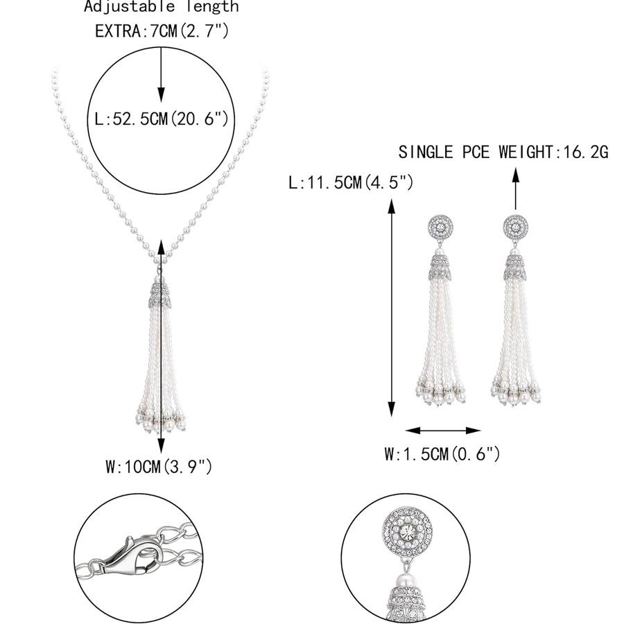 2024 Women's Fashion: Tassel Pearl Necklace & Long Earrings Set