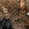 Log Tongs Beech Wood Handle Iron Clamp High Temperature Resistance Fire Tongs for Outdoor Log Tongs