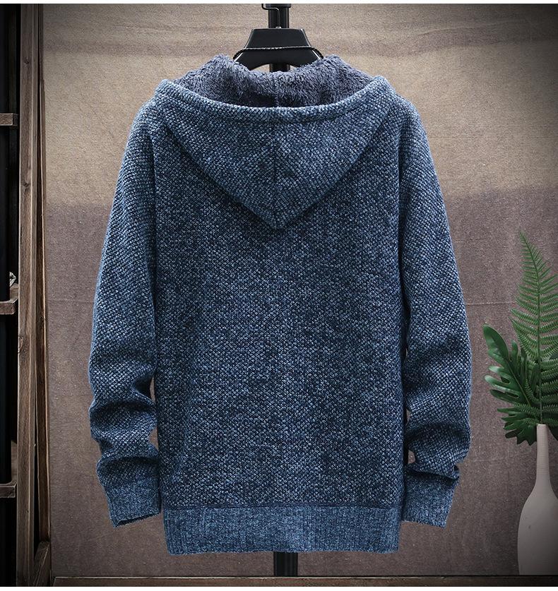 Autumn and Winter Men's Knitted Sweater Cardigan Hooded Jackets Casual Streetwear Full Zip Cardigans Jackets Coat
