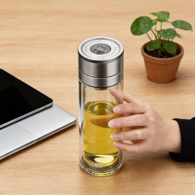 Shuanghan Double-Wall Glass Tea Infuser Bottle