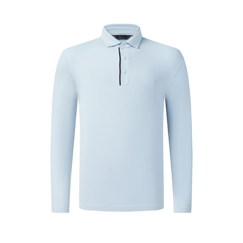 FILA Golf Series Simple Quality Casual Sports Comfortable Knitted Long Sleeve Polo Shirt Men tops Canal-Blue A11M615210FLB