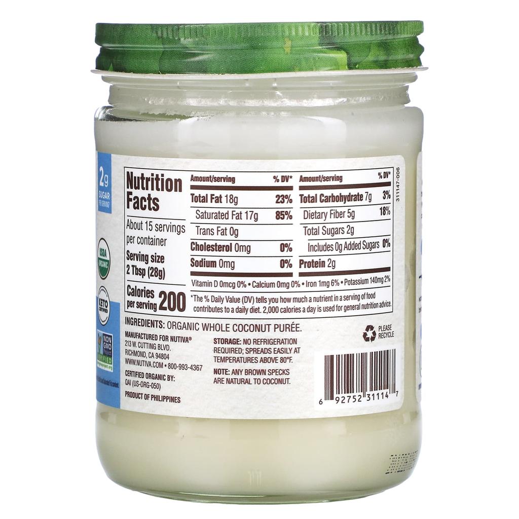 Nutiva, Organic Coconut Manna, Delicious Pure Coconut Butter, 15 Oz (425 G)
