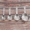 Stainless Steel Measuring Cup, 4 Piece Measuring Spoon Set with Brushed Interior and Clear Scale For baking coffee, milk, tea and liquids in the kitch