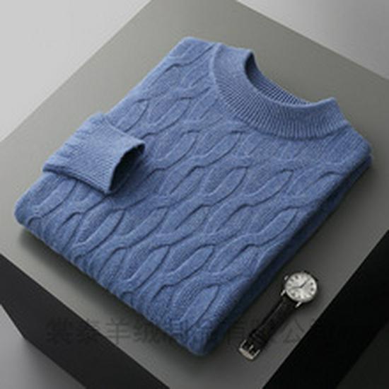 Men's Half-High Collar Solid Wool Sweater – Business Casual Knitted Pullover