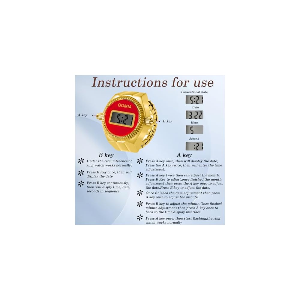 "Retro Digital LED Ring Watch Calendar Stopwatch Waterproof Silver Fashion Accessory Unisex"