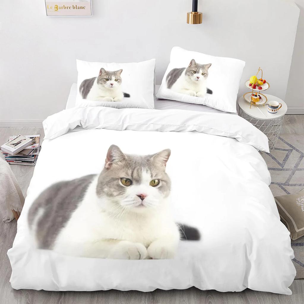 Cute Cat Animal Bedding Set Single Twin Double Queen King Cal King Size Bed Linen Set