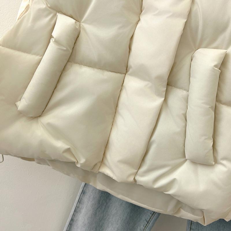 Podzimní Bez rukávů Ležérní Volné Bavlněné Péřové Bundy Dámské Topy Stojáček Teplé Krátké Bavlněné Kabáty Dámská Zimní Móda Dámská Vesta Bunda 25431