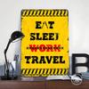 Eat Sleep Travel Grafik Metallposter Personalisierte Wandkunst Retro Vintage Blechschilder für Zimmerdekoration Heimdekoartikel
