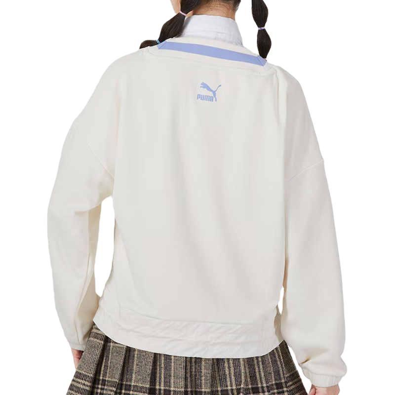 PUMA Sweatshirts Women's White V Neck Moderate Regular 537524-65