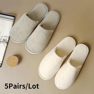 5 Paare/Los Winter Baumwollpantoffeln Herren Damen Hotel Einweg-Slipper Zuhause Reise Sandalen Gastgewerbe Schuhe Einheitsgröße im Angebot