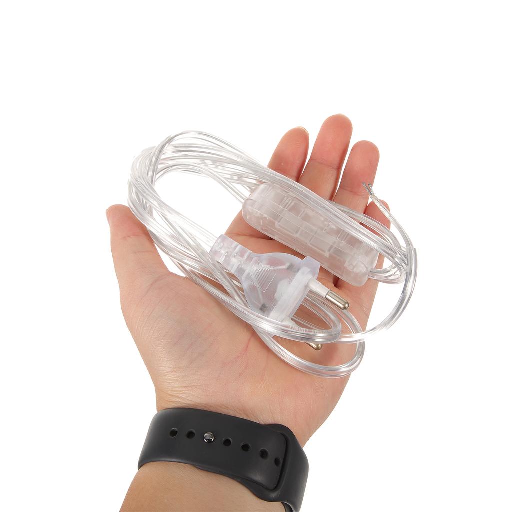 Cordon d'alimentation transparent avec prise européenne 1,8 m Cordon d'extension transparent Fil de lampe de remplacement intérieur Câble de câblage en cuivre 220V Pour décoration