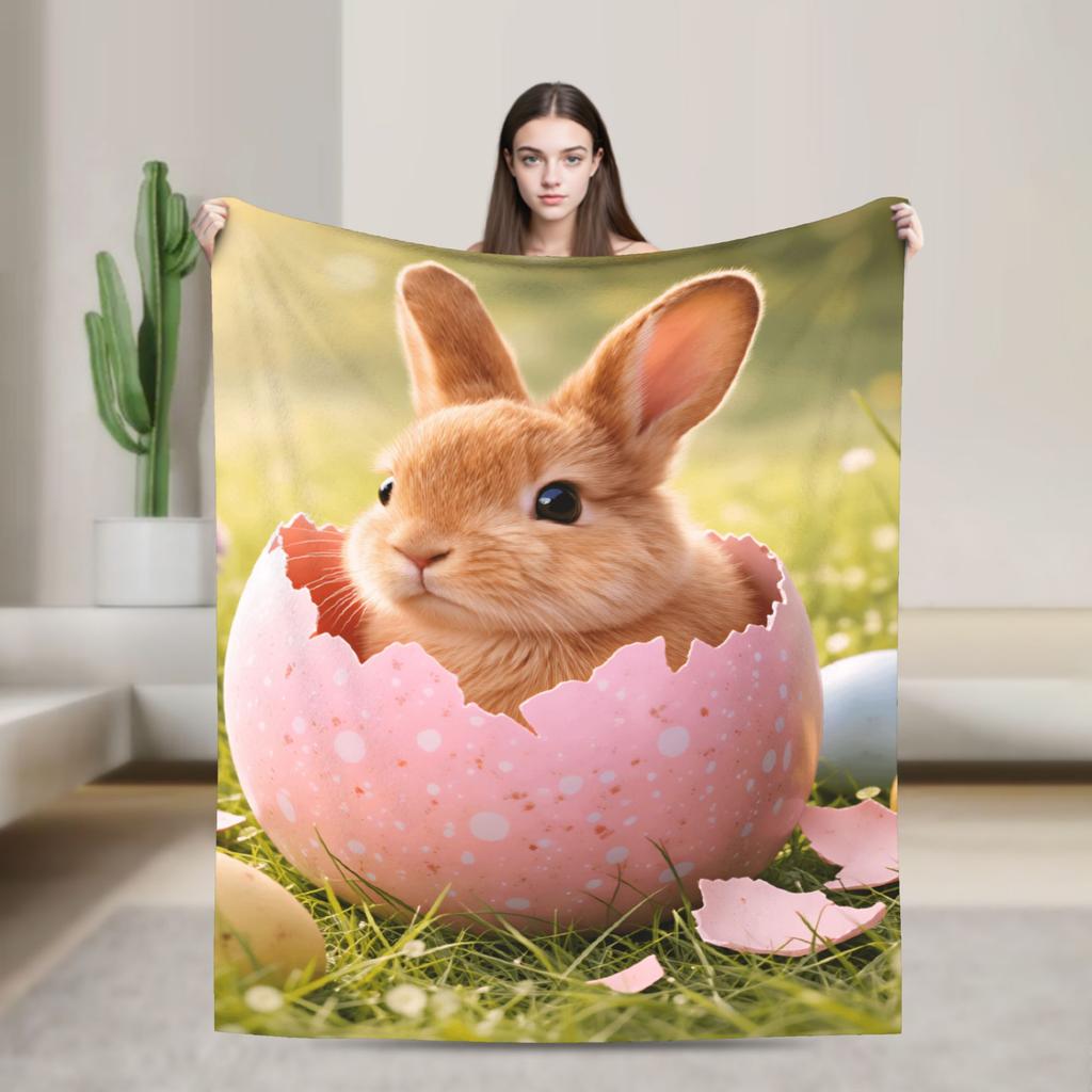 Easter Egg Bedding Throws Soft Aesthetic Blanket  For Outdoor Plane Travel Flannel Bedspread Bed Cover