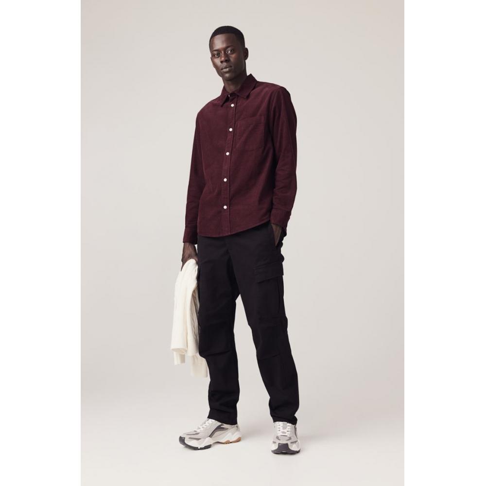 

Вельветовая рубашка стандартного кроя HM бордовая