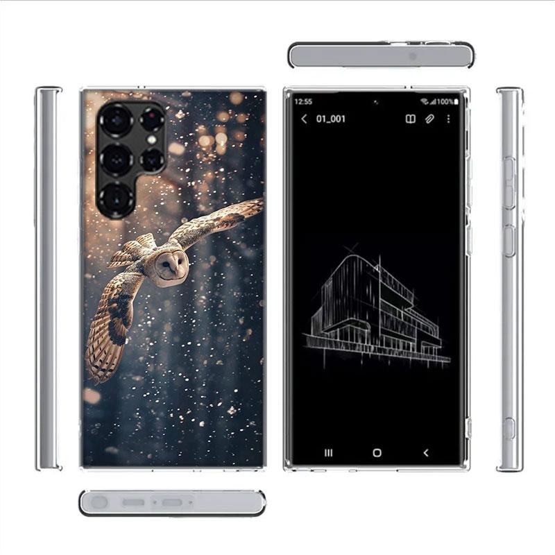 Owl in Winter Capa Phone Case For Samsung S26 Ultra S25 Edge Galaxy S23 S21 S20 S24 FE S22 S10 Plus Cover Clear TPU Shell Coque