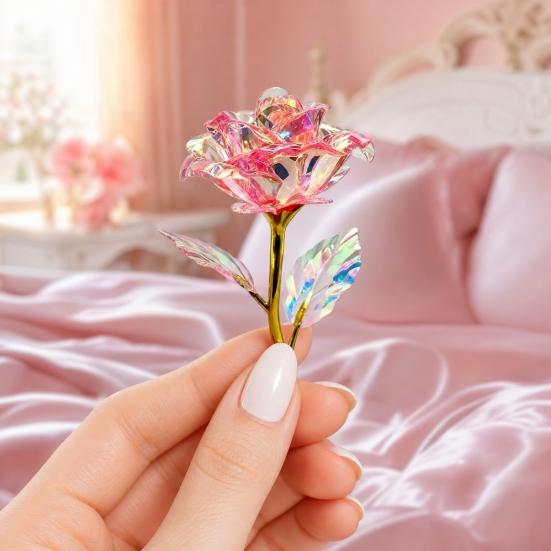 Colorful Rainbow Artificial Rose Flower, Faux Crystal Forever Preserved Flower, Eternal Rose Gifts for Grandma Daughter Wife Girlfriend