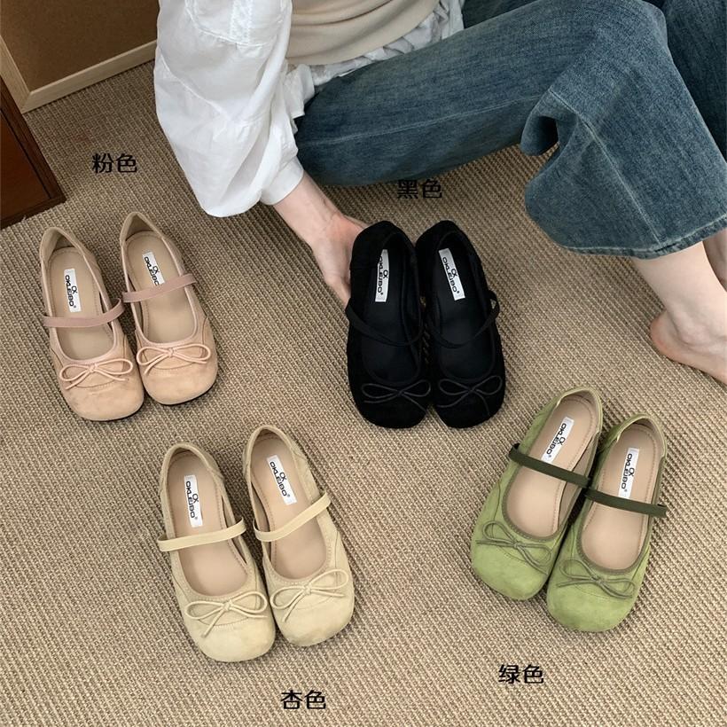 Korean version of ballet square head shallow mouth fairy with skirt shoes 2025 new autumn suede Mary Jane shoes