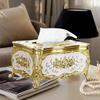 Rose Pattern Golden-plated Tissue Box American Style Paper Holder Suitable For Multiple Rooms Home Desktop Decor