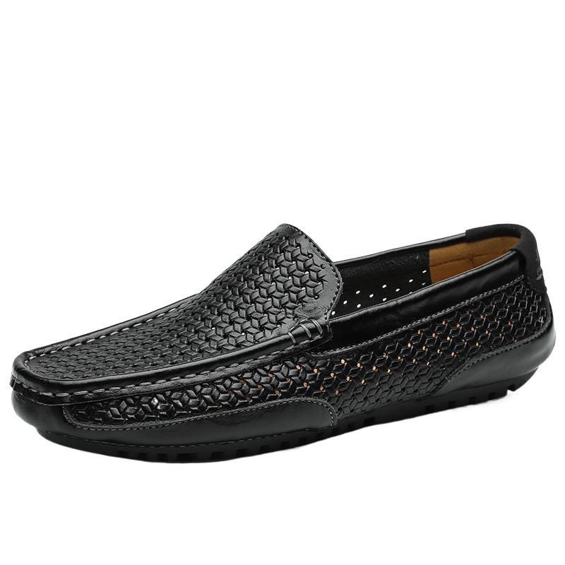 Broken size breathable casual leather shoes soft leather soft sole Doudou shoes overfitting lazy shoes