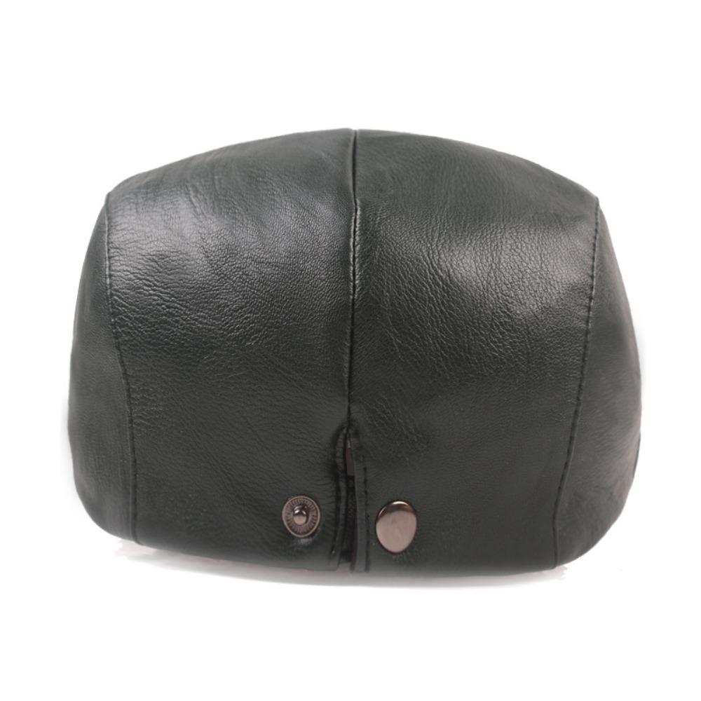 Solid Color Painter Cap PU Leather Newsboy Caps Higher Quality Beret Hat  Women Men