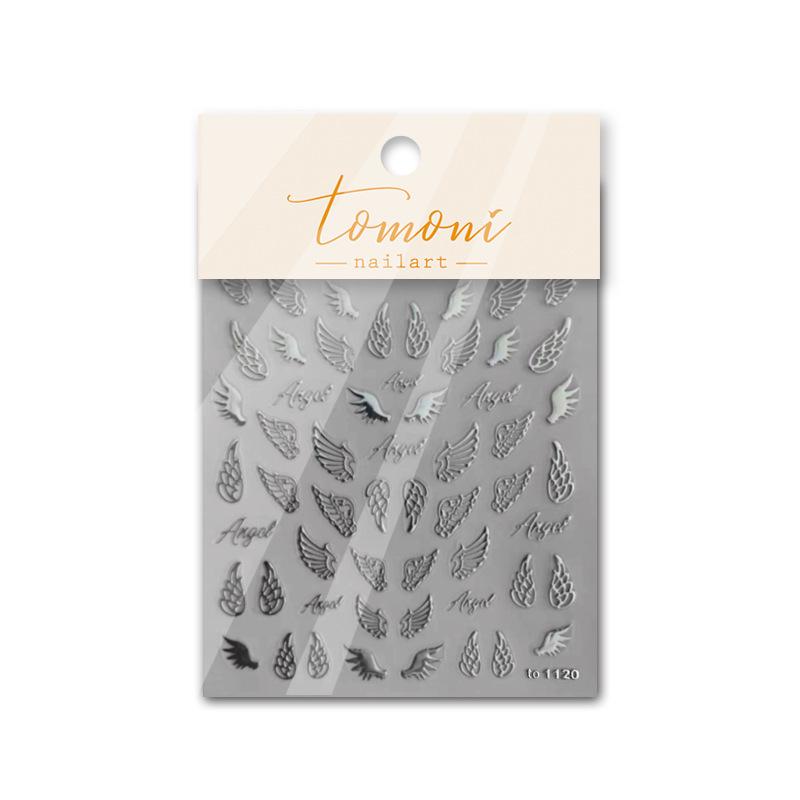Tomoni 5D Embossed Angel Wings Nail Art Stickers - Cute Adhesive Design