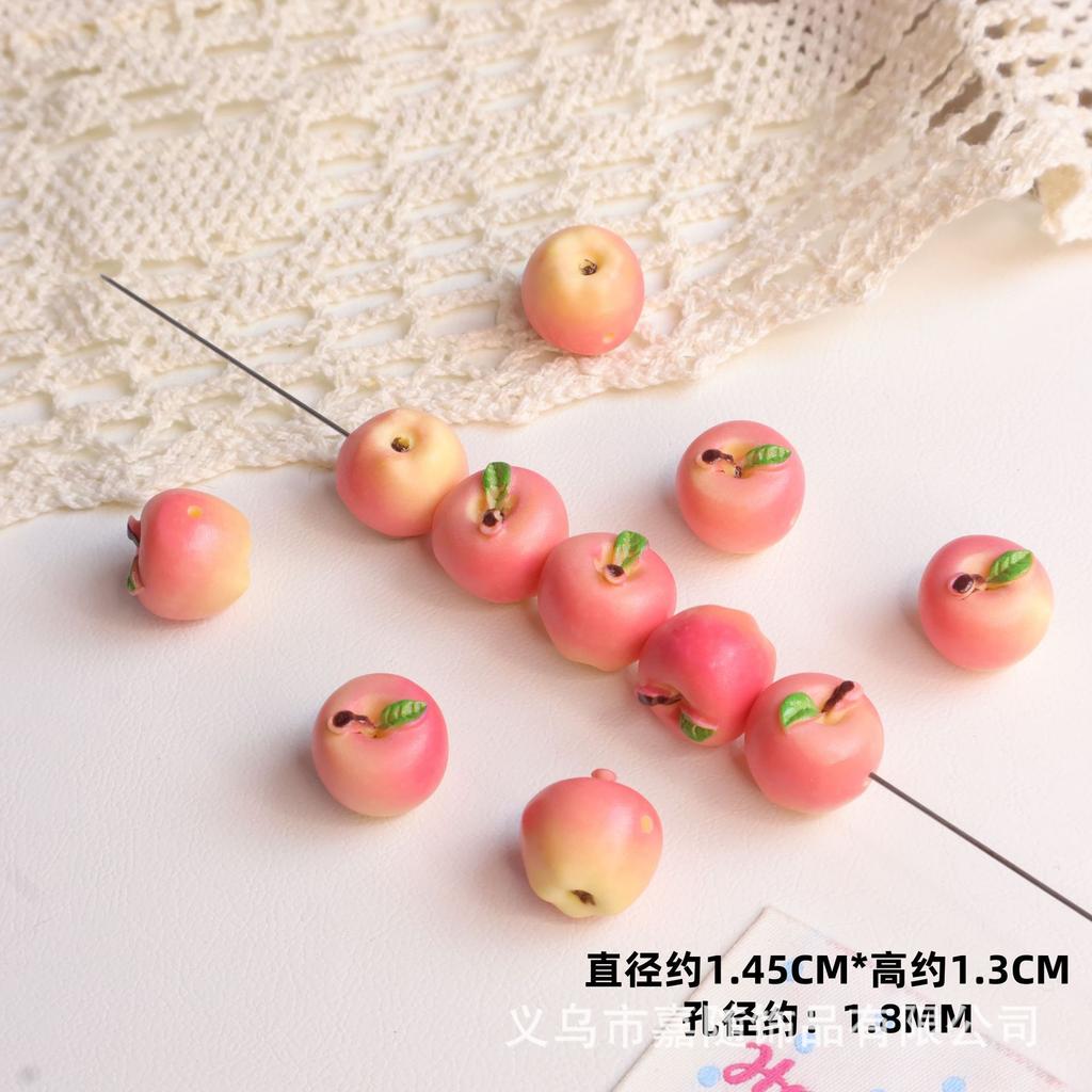 5Pcs Realistic Fruit Miniature 3D Apple Resin for Handmade DIY Bracelet Necklace Loose Bead Cute Girl Pendant Charm Accessories