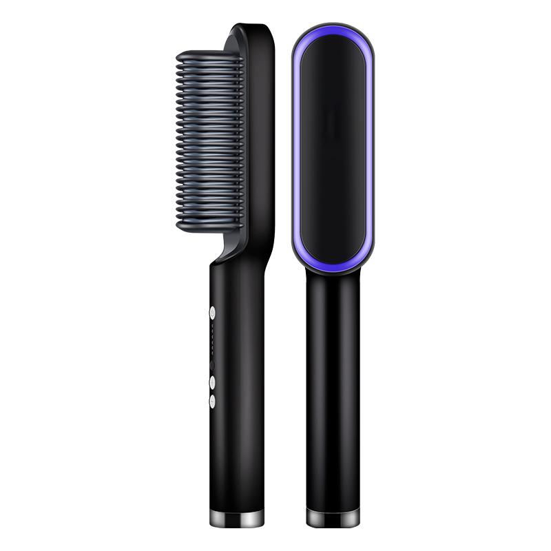 Negative Ion PTC Plate Metal Hair Straightening Brush USB Power Overheating Protection Portable Design Electric Comb