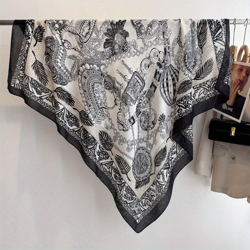 Spring and Summer Thin Imitation Cotton and Linen Shawl, Travel Photo, Color Printed Scarf, Air-conditioned Room Large Square Scarf