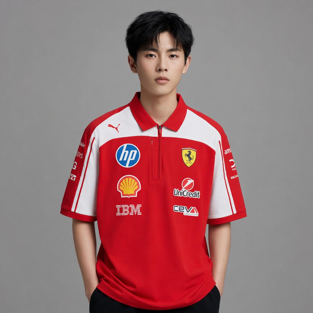 Puma Scuderia Ferrari HP Replica Series Knitted Short Sleeve Polo Shirt Unisex tops 713826-01