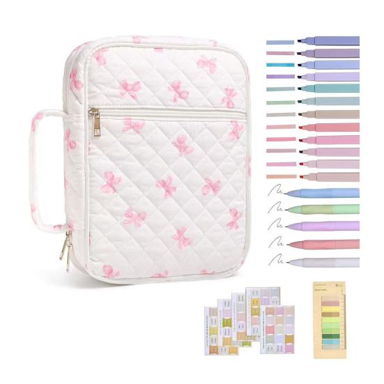 

Quilted Bible Case Women Floral Bible Cover Case with Handle Study Supplies Bag Portable Bible Carrying Case Includes Tabs F