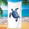 Minimal Watercolor Marine Style Single Blue Sea Turtle Hand Drawn Print Quick Dry Sand Resistant Microfiber Bath Beach Towel