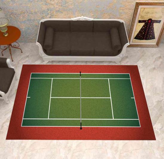 Tennis Court Rug Realistic Sports Area Rug Game Room Living Room Bedroom Kitchen Home Decoration 2D Carpet