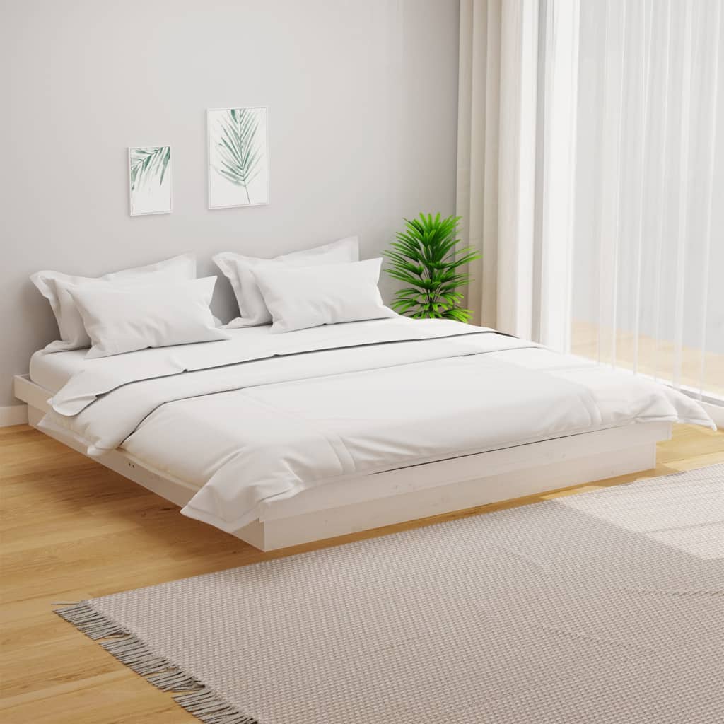 Solid Wood Bed White 180 x 200 cm
