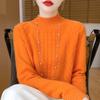 2024 Women's Thick Wool Cable Knit Half-High Neck Pullover Sweater for Autumn and Winter.