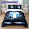 Malmö FF Custom Name Text Bedding Set 1 Duvet Cover+2 Pillowcases Soccer Logo Personalized Gift For Special Occasion Bedroom Decor