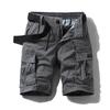 Stretchy Multi-Pocket Casual Workwear Shorts, Loose Straight-Leg Design, Trendy Five-Point Mid-Length, Plus Sizes Available, Solid Color Riding Shorts