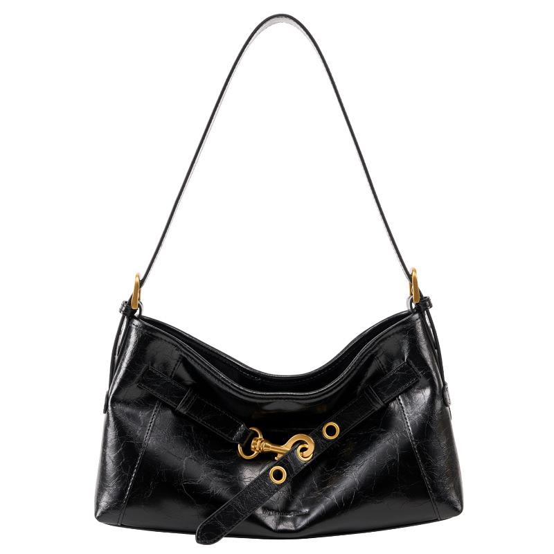 Large Capacity Tote Bag Women's Cowhide Bag Niche High-end Commuter Shoulder Bag Hot-selling Messenger Leather Underarm Bag
