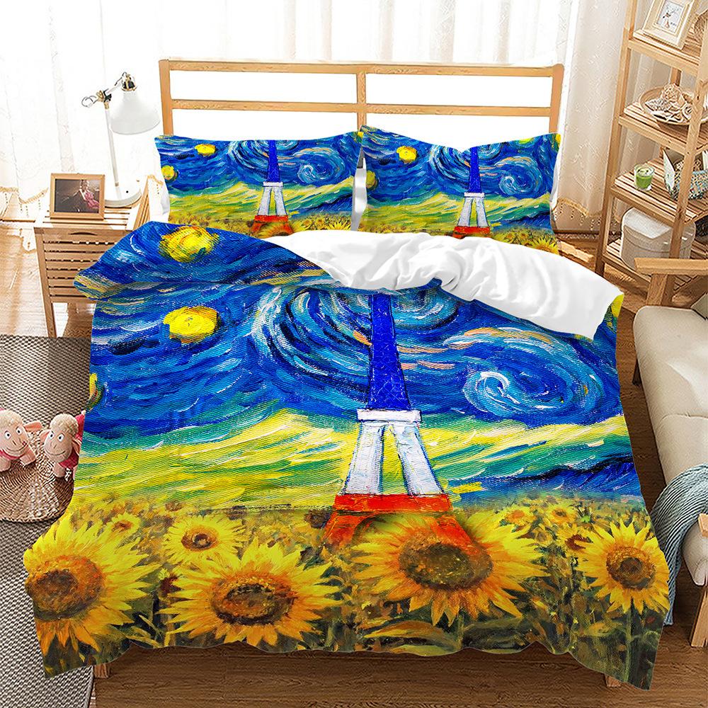 Bettbezug Idyllische Sonnenblumen Serie 3D Dreiteiliges Digitales Set Digitaldruck