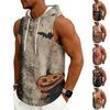 Men's Halloween Printed Hooded Sleeveless Drawstring Vest Casual Top