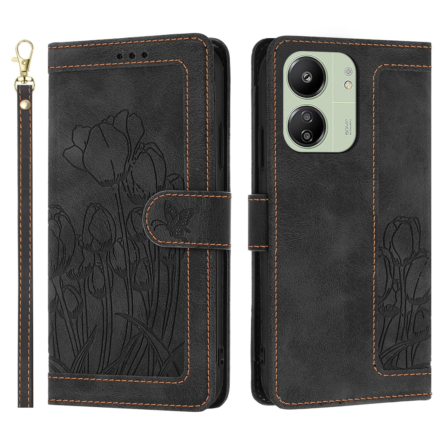 

Tulip Leather Case for Xiaomi Poco M6 5G/Redmi 13R 5G/13C 5G/13C 4G/Poco C65 4G Phone Cover with 5 Card Slots Wallet A