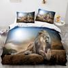 Animal Lion Bedding Set Cool Animal Bed Linen Home Decor Single Double Twin Size For Boys Girls Boys Adults Lion Duvet Cover Set