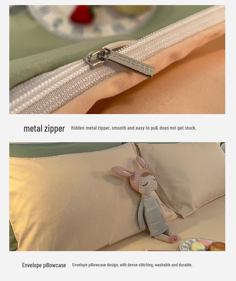 Solid Color Flannel Bedding Set: Bed Sheet, Duvet Cover, Pillowcase - Reactive Print, Three-Piece Set