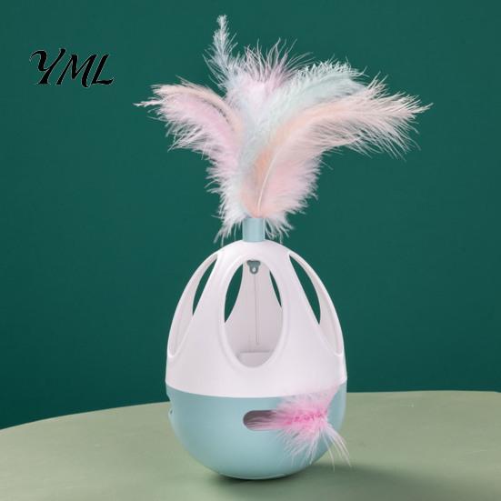 Replaceable Feather Cat Toy Accessories Interactive Wobble Toy, Automatic 360 Degree Rotating Chirping Fun Toys for Pouncing And Scratching