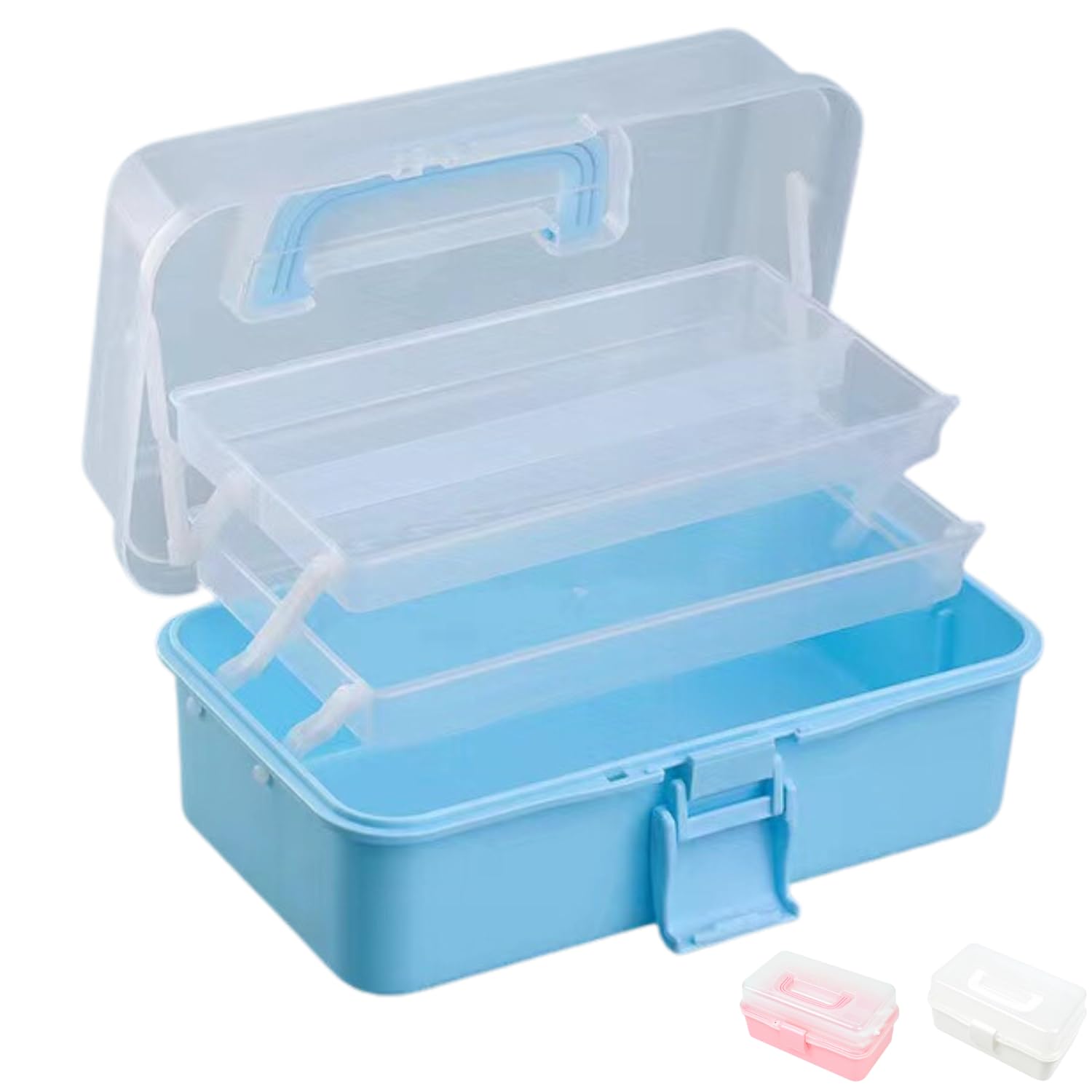 

Ozgram W x 190mm D x 145mm Large Capacity Storage Tool Storage Medical Small Item Sewing Foldable First Aid Medicine Kit Toolbox, 3-Tier (330mm H), синий