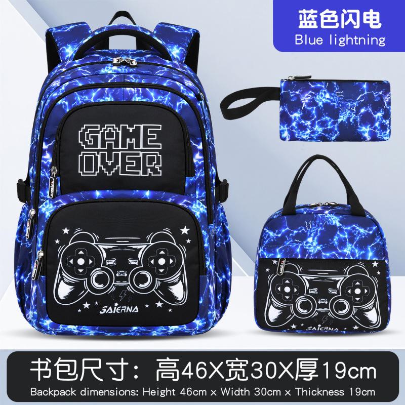 School Bag For Elementary School Students Solid Color Graffiti Large Capacity Children Backpack 3Pcs Set Backpack